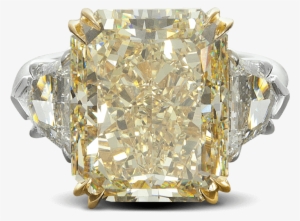 Ring Trio Yellow Diamond Three Stone Platinum Gold - Gold