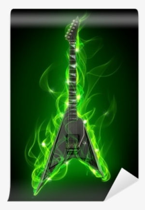 Electric Guitar In Green Fire And Flame Wall Mural - Book Two: Mind Rockin'