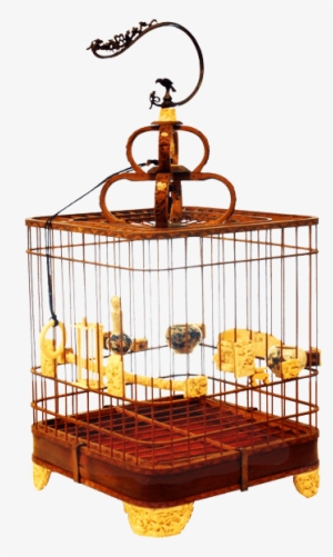 Bamboo Bird Cage With Finely Carved Ivory Feet Item - Cage