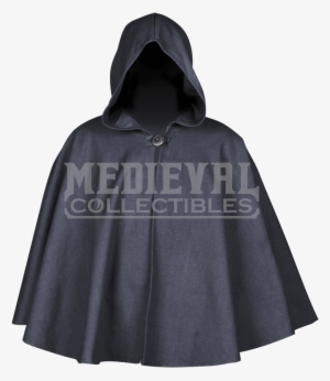 Short Black Cape With Hood
