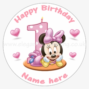 Baby Minnie Mouse 1st Birthday Cake Personalised Edible - Baby Minnie Mouse 1