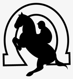 Jumping Horse With Jockey In A Horseshoe Vector - Caballo Jinete Y Herradura