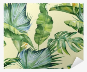 Seamless Watercolor Illustration Of Tropical Leaves,