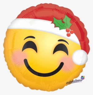 Santa Hat 18" Round Emoji Emoticon Balloon - Emoji Santa Hat 17" Balloon (each)