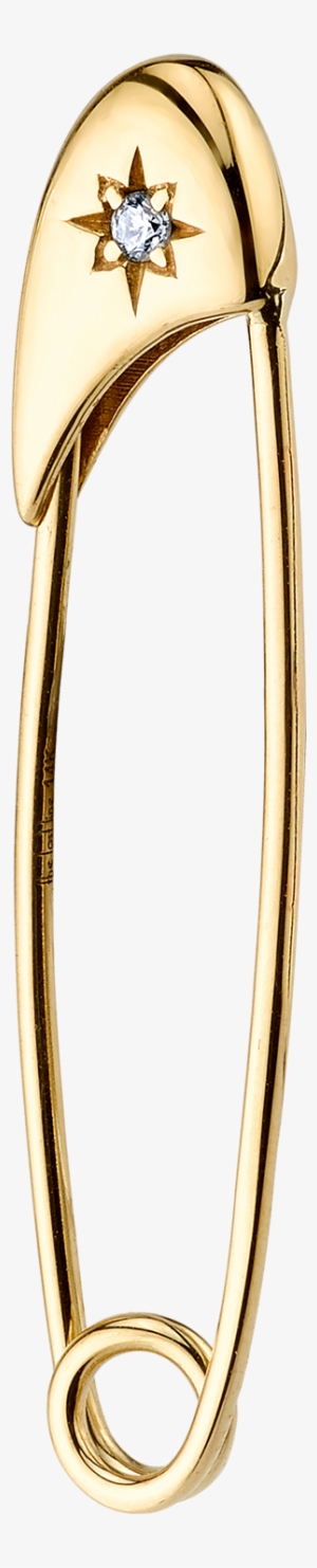 Diamond Star Safety Pin Earring - Altın Küpe