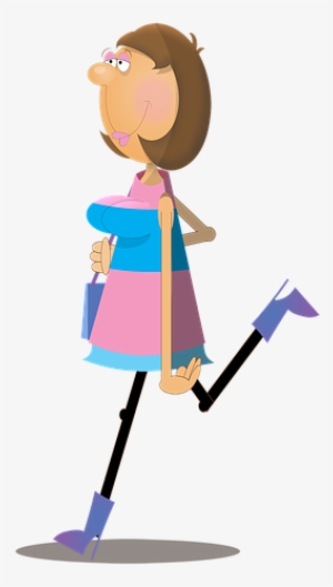 Woman, Female, Cartoon, Character, Walking, Shopping - เดิน การ์ตูน Png