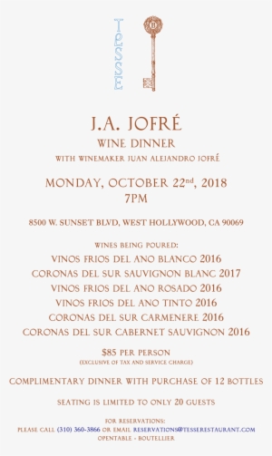 Jofre Wine Dinner Invite - Wine