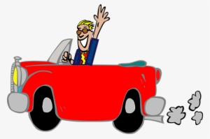 Man Car Fun Greeting Grinning Suit Cartoon - Driving Car Clip Art