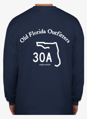 Ofo Long Sleeve Logo "30a" T-shirt In Denim Blue/white - T-shirt In Denim Blue