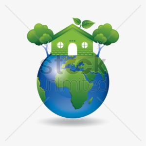 Green Earth With Go Green House And Tree Vector Image - Information