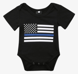 Petite Bello Bodysuit 0-3 Months Usa Flag Bodysuit - Blue Lives Matter Logo