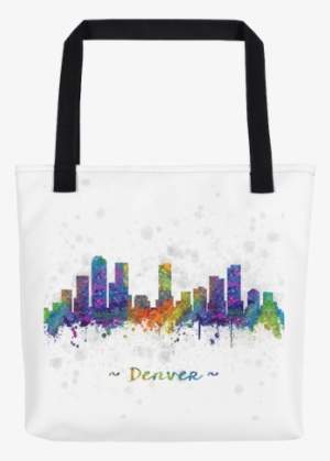 Denver Skyline Watercolor Drawing Tote Bag - Denver Skyline