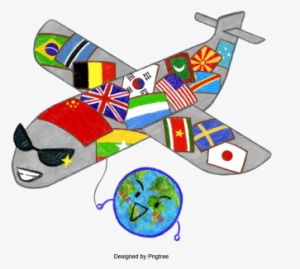 Travel Plane Illustration, And-painted, Illustration, - Illustration