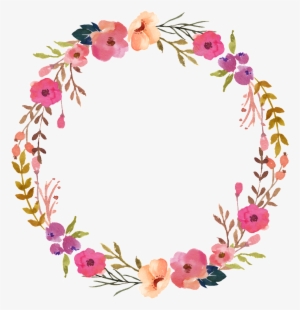 Hand Painted Transparent Ornamental - Pink Flower Wreath Png