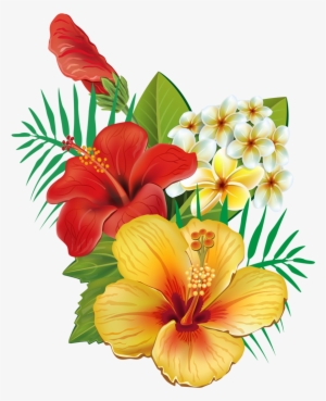 Tropical Flower Watercolor Png Clip Art Royalty Free - Tropical Hawaiian Flower Png