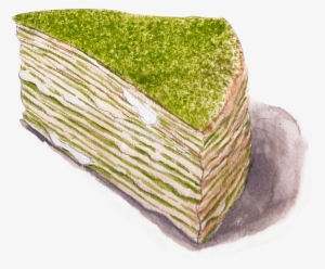 #matcha #greentea #mille #crepes #watercolor #dessert - Mille Crêpes
