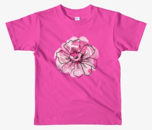 Black Anemone & Pink Watercolor Short Sleeve Kids T-shirt - Kids Personalized Shirt | Short Sleeve Kids T-shirt