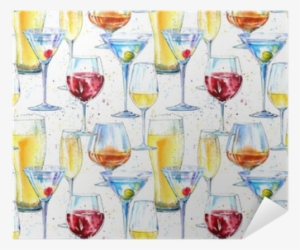 Seamless Pattern Of A Champagne,cognac, Wine,martini, - Drink