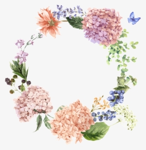 Fresh Hydrangea Hand Painted Garland Decorative Elements - Orchid Frame Png