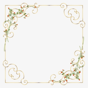 19 - Flower Gold Frame Png