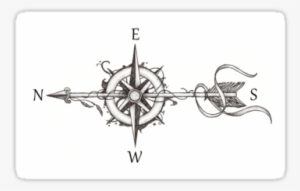 'compass With Arrow' Sticker By Beatrizxe - Tatuajes De Brujulas Con Flechas