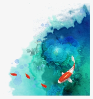 Ink Wash Painting Watercolor Painting - Blue And Green Watercolor Background