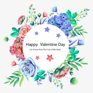 Happy Valentine Day Beautiful Frame, Water Color Flower, - Wild Flowers Frame