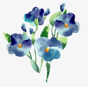 Flower Blue Watercolor Painting - Blue Flowers Watercolor Png