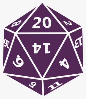 Purple D20 - 20 Sided Die Png