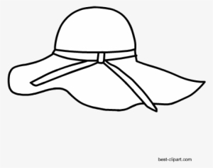Black And White Summer Hat Clip Art - Sun Hat