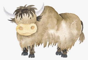 Watercolor Hand Drawn Animal Buffalo Illustration - Watercolor Painting