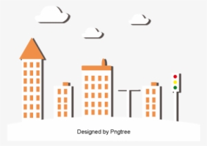 Beautiful Cartoon Lovely Flat Hand Painted City Building - Building