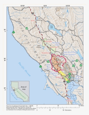 Location Of Study Areas And Key Geographic Features - Alexander Valley