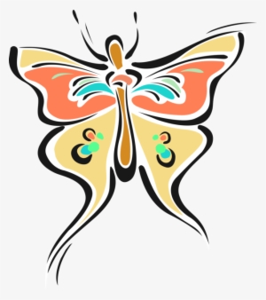 Vector Illustration Of Colorful Butterfly Winged Insect - פרפרים ופרחים לצביעה