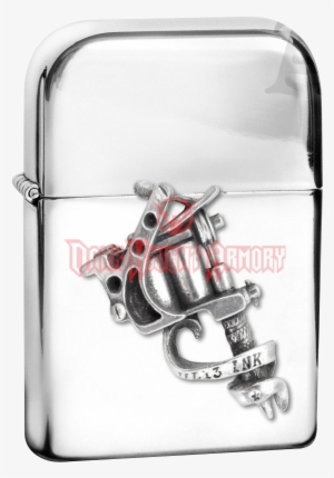 Tattoo Gun Zippo Lighter - Alchemy Gothic Tattoo Gun Lighter Silver One Size