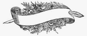 Label Vintage Png - Flower Banner Png Black