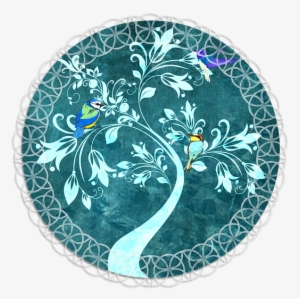 Blauer Türkis-baum Mit Vogel-kunst Untersetzer