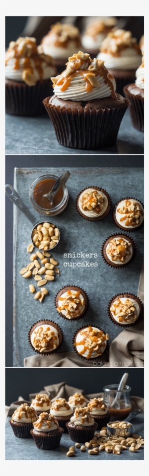Snickers Cupcakes- Best Ever Chocolate Cupcake, Topped - Cupcake