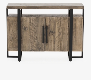 Image For Grey Brown Wood And Black Metal Console Table - Coffee Table