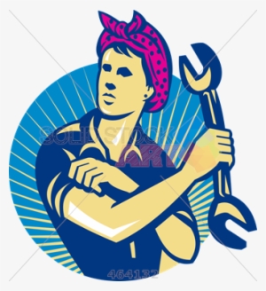 Stock Illustration Of Old Fashioned Cartoon Rendering - Female Construction Worker Vector