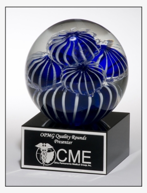 Art Glass Globe With Blue And White Sea Anemone Design - Sea Glass Awards