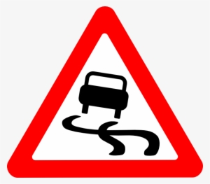 Banner Black And White Library Slippery Road Sign Clip - Slippery Road Sign