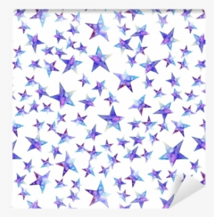 Seamless Pattern Of Colorful Watercolor Star Icon - Blue