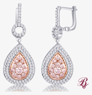 Pear Shaped Pink & White Diamond Earrings - Ring