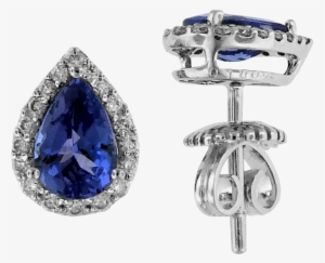 14kt White Gold Pear Shaped Tanzanite And Round Diamond - Pear Shaped Sapphire And Diamond Earrings
