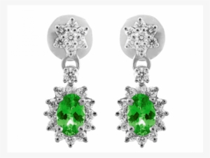 Emerald And Diamond Earring Set In 18k White Gold - Ruby