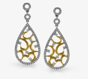 14k Gold Two-tone Diamond Earrings - Earrings