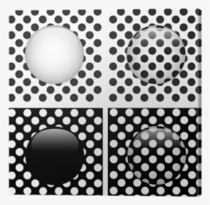 Set Of Four Glass Circle Black And White Dots Canvas