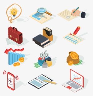 Set Of Vector Isometric Business Icons - Icon