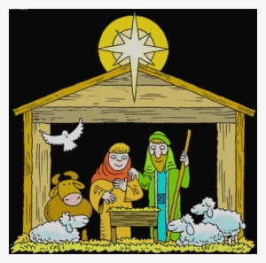 A Star Over A Manger With Mary Joseph Baby Jesus And - Baby Jesus Born In Bethlehem Clipart